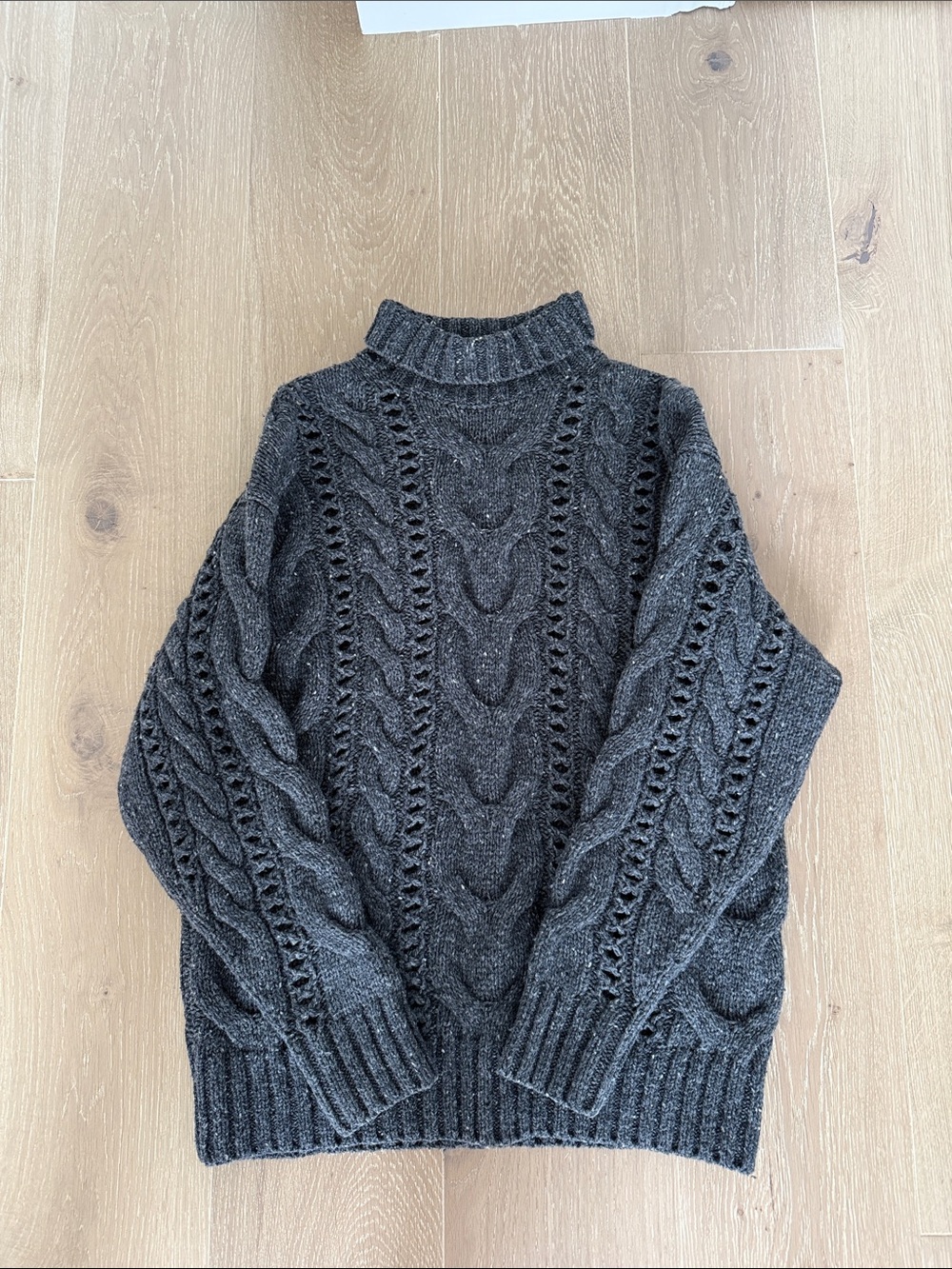 Wilfred Charcoal Cable Turtleneck Sweater